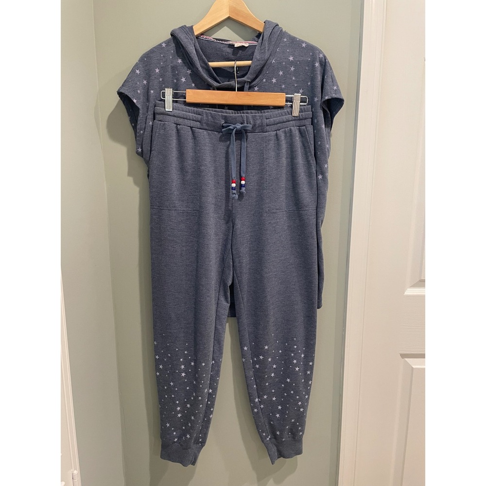 Loungewear Set Stars Print Jane and Delancy Hoodie Short Sleeve‎ Joggers Womens